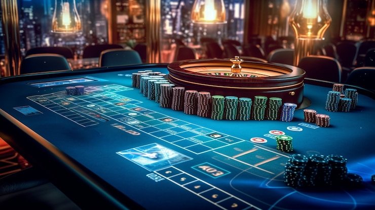 Live Bandar Poker dealer at mega777 login studio with multi-camera setup